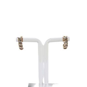 Designer Womens 10K Two-Tone Gold Diamond J Hoop Earrings 2.5g